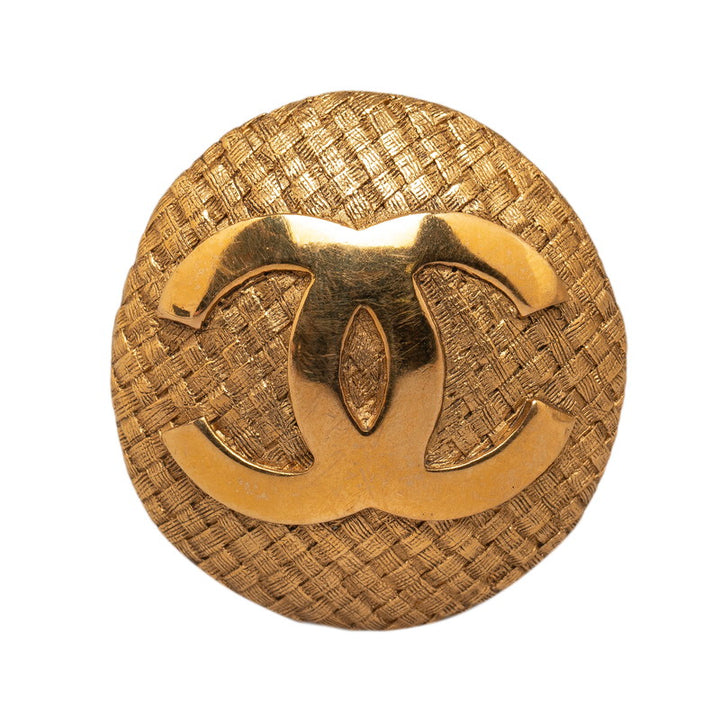 Chanel Vintage Coco Mark Brooch Gold Plated