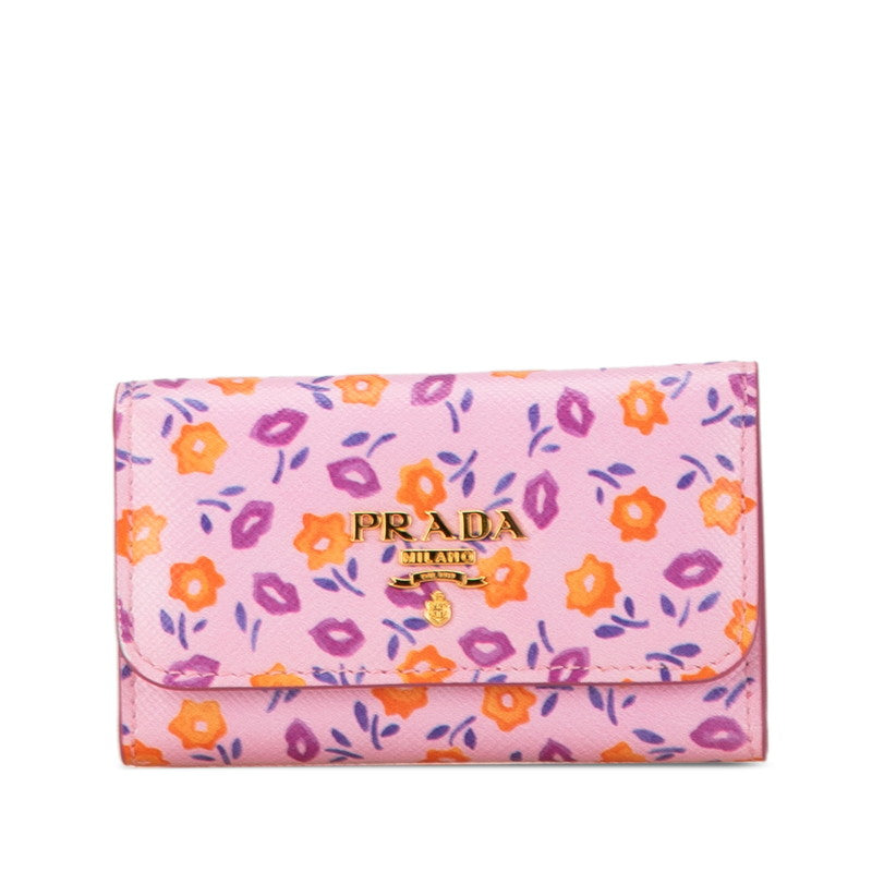 Prada Leather Flower Motif 6 Key Case 1PG222