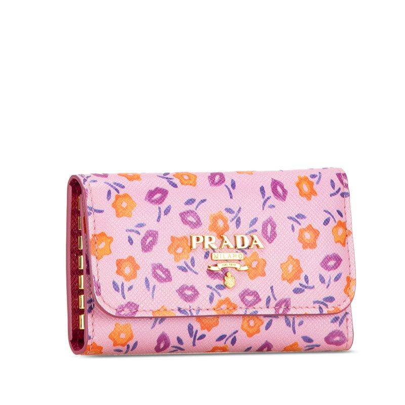 Prada Leather Flower Motif 6 Key Case 1PG222