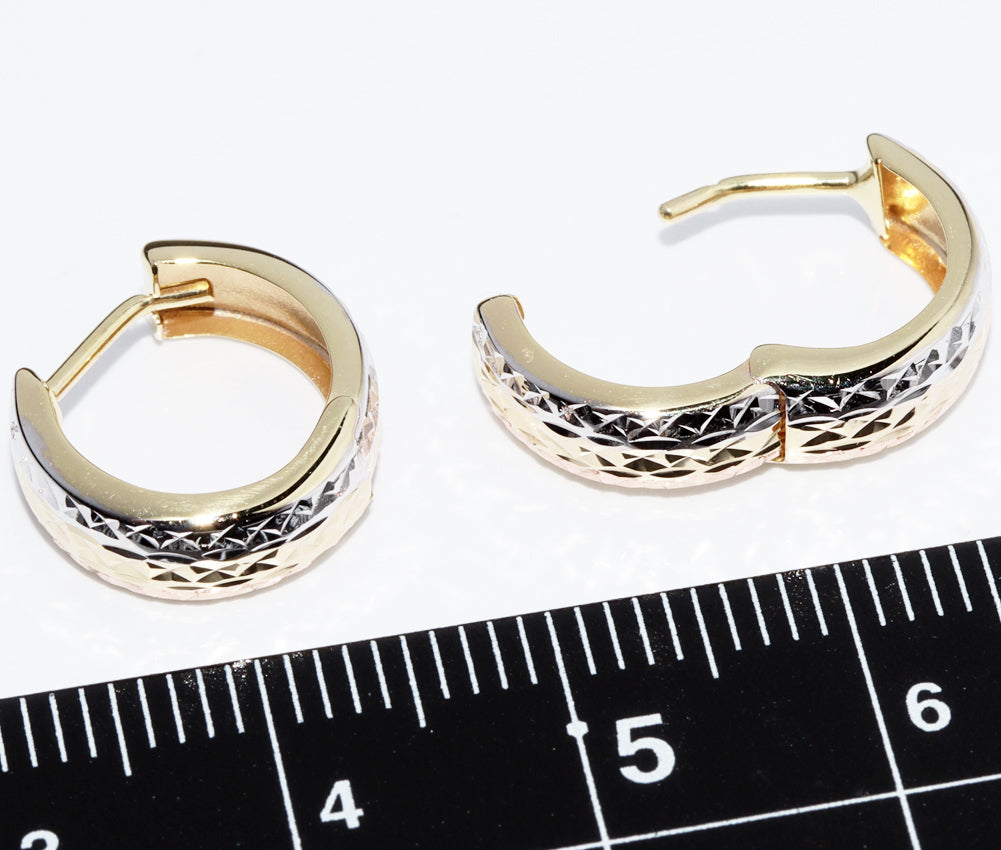 K18YG K18WG K18PG Hoop Earrings in Pristine Condition