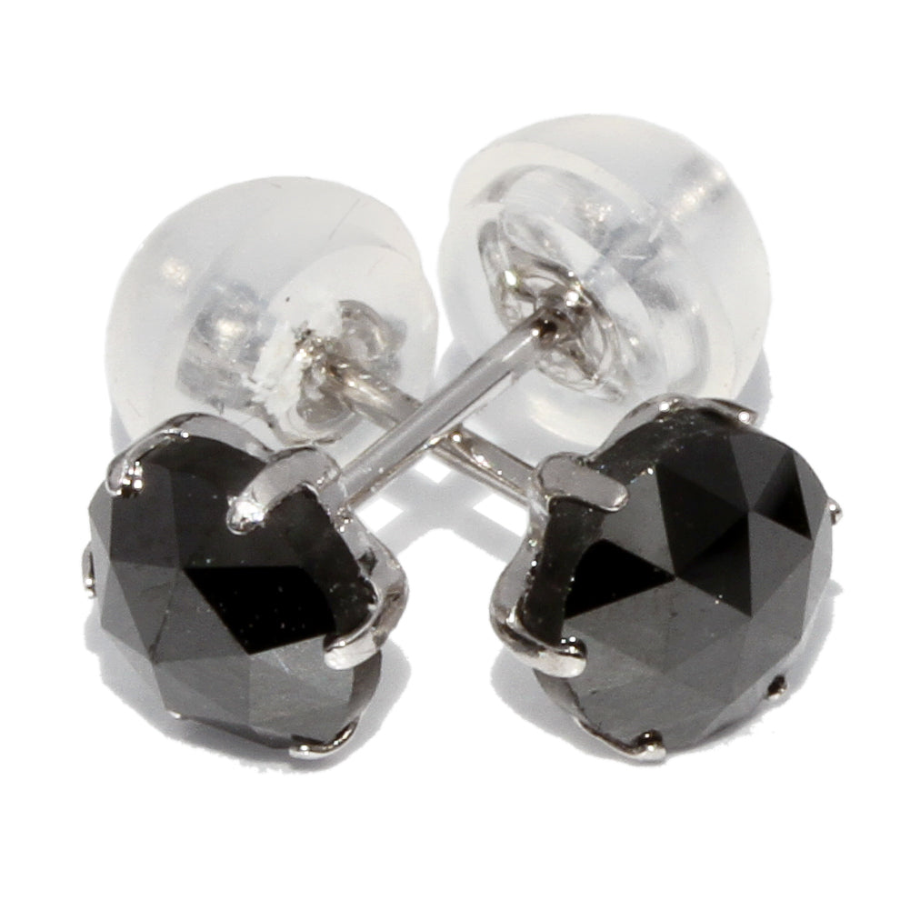 Pt900 Platinum Black Diamond Earrings in Pristine Condition