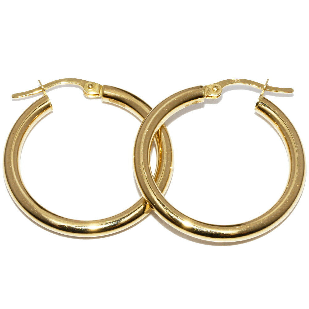 K18YG Yellow Gold Hoop Earrings in Pristine Condition