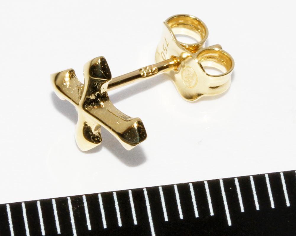 K18YG Yellow Gold Cross Single Earring in Pristine Condition