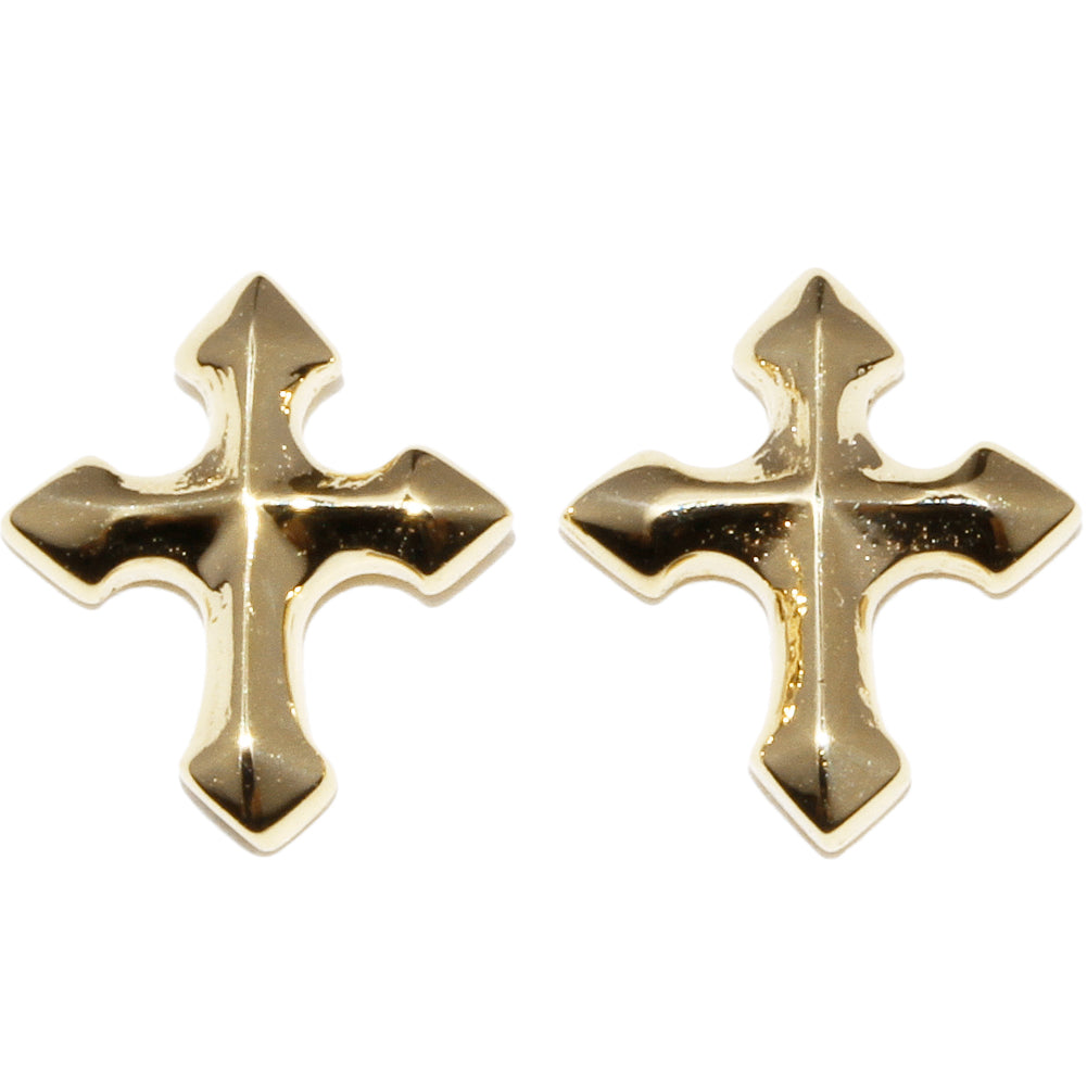 K18YG Yellow Gold Cross Earrings in Pristine Condition