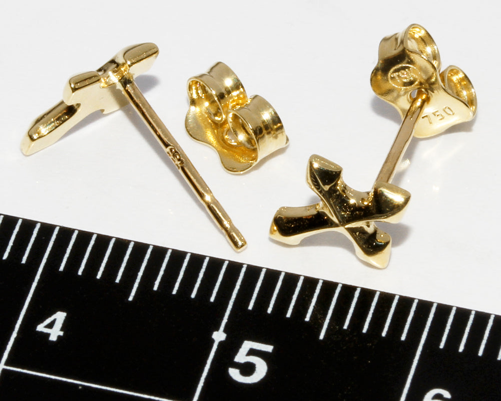 K18YG Yellow Gold Cross Earrings in Pristine Condition