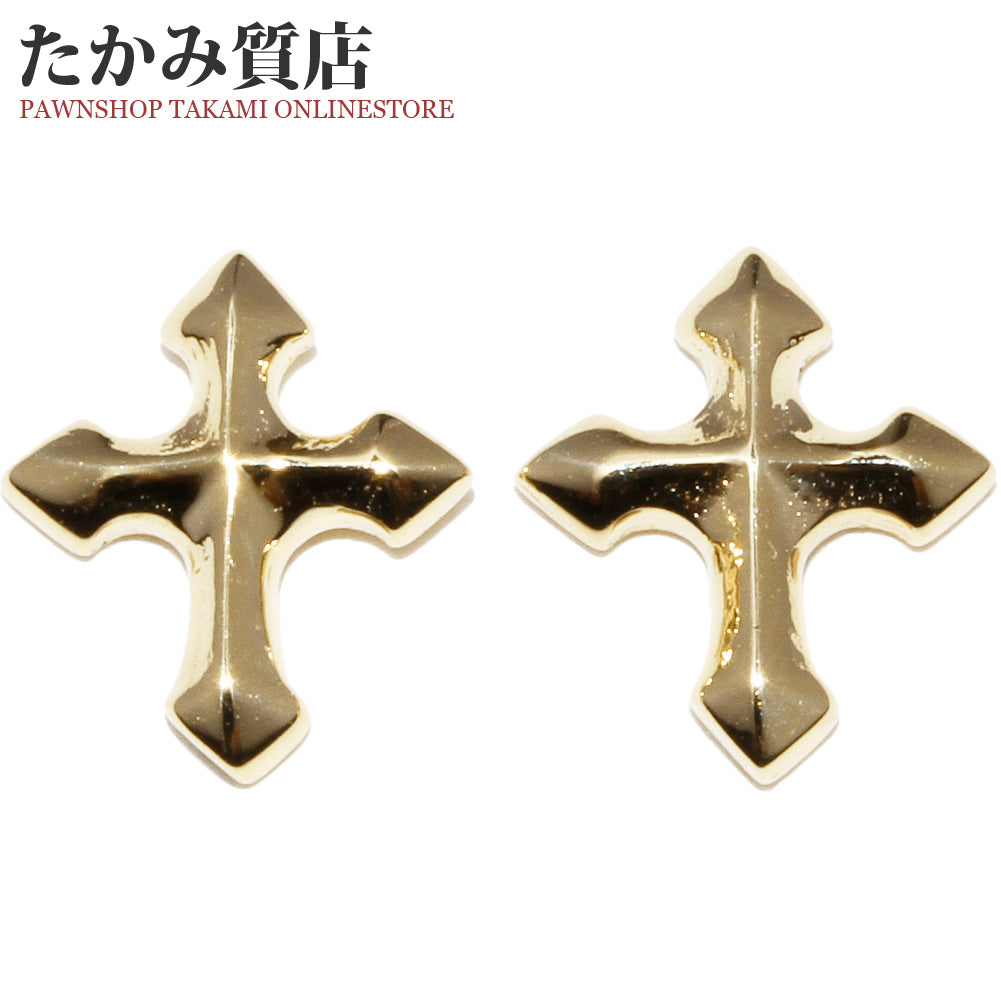 K18YG Yellow Gold Cross Earrings in Pristine Condition