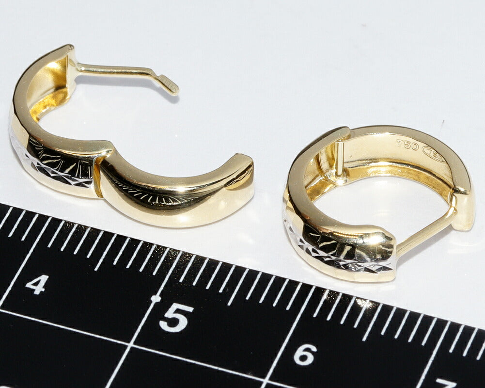 K18YG K18WG Gold Hoop Earrings