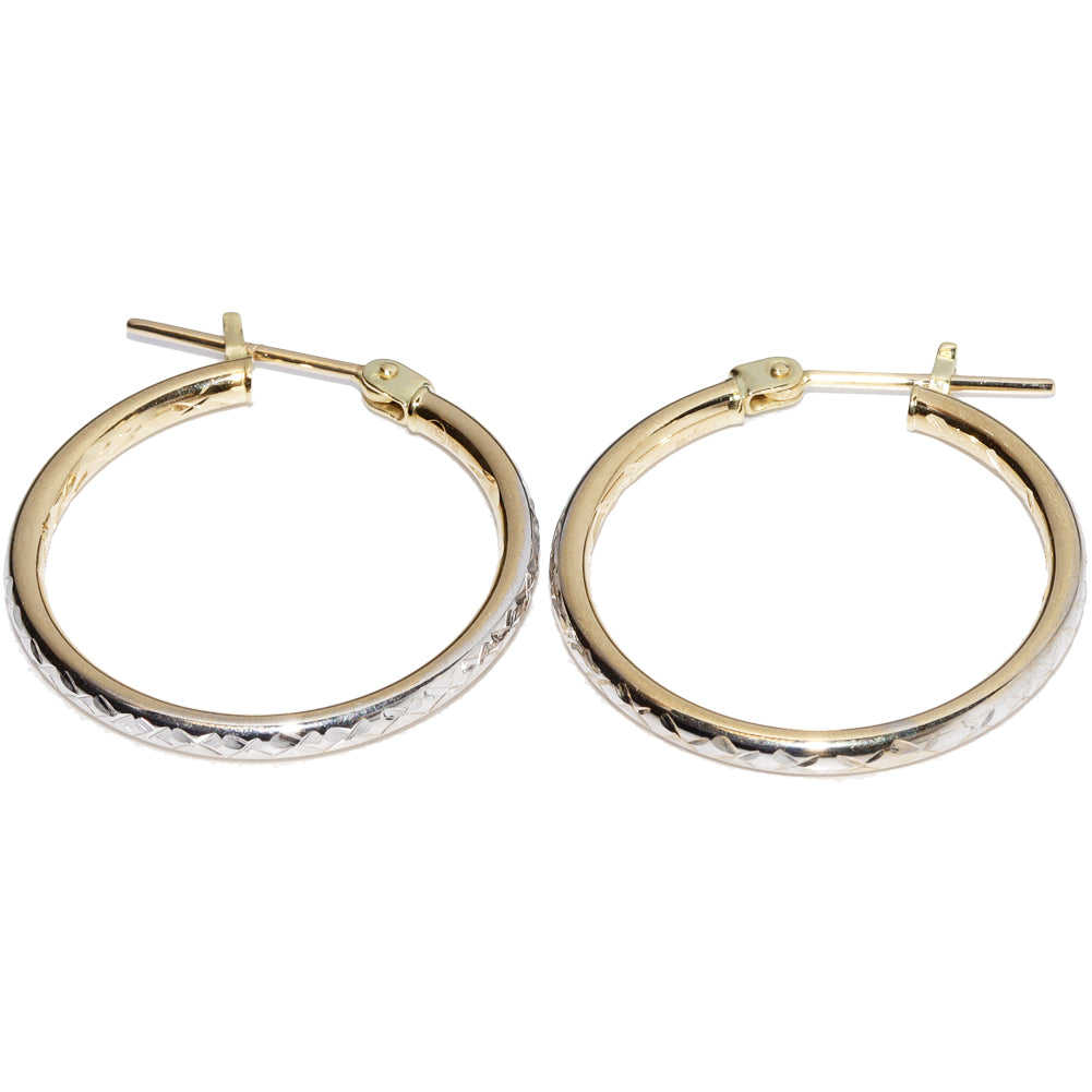 K18YG K18WG Hoop Earrings in Pristine Condition