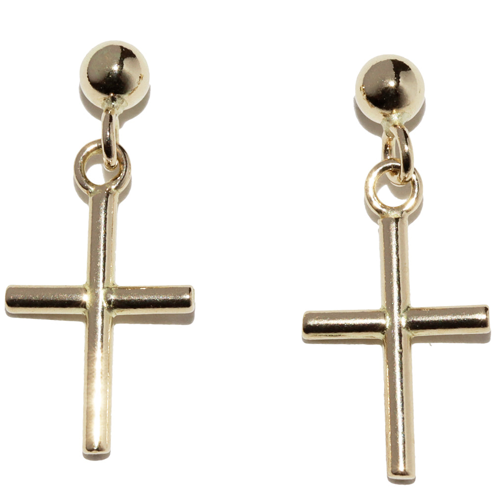 K18YG Cross Earrings in Pristine Condition