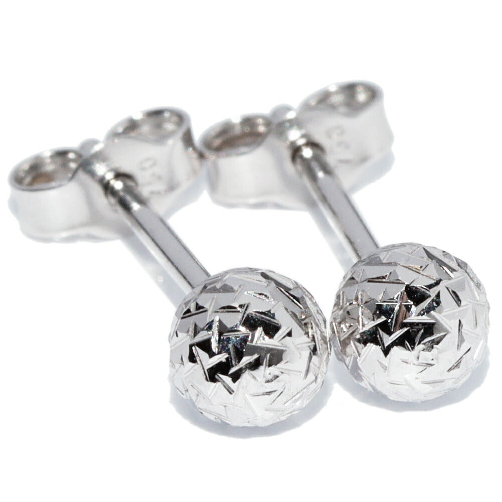 K18WG White Gold Ball Earrings