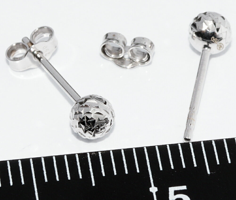 K18WG White Gold Ball Earrings