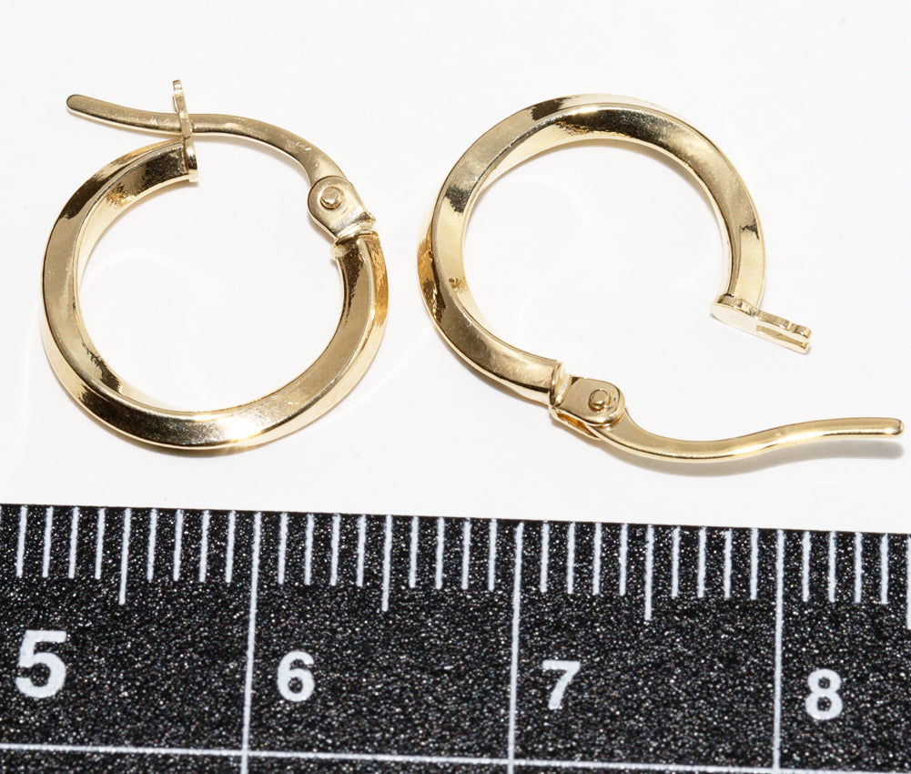 Unoaerre K18YG Hoop Earrings 14.1mm 1.6mm 1.9mm in Pristine Condition