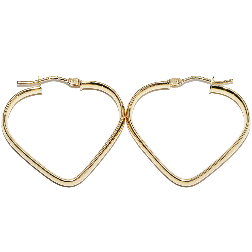 K18YG Open Heart Hoop Earrings in Pristine Condition