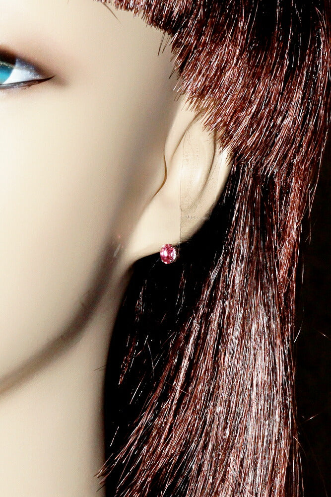 Pt900 Pink Tourmaline Earrings