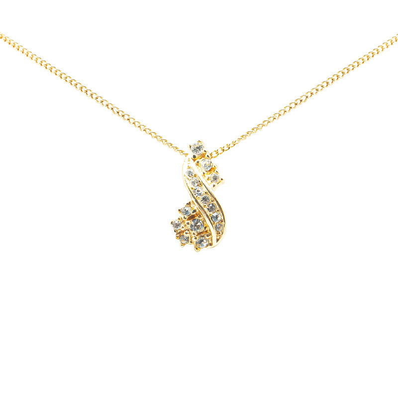 Dior Rhinestone Necklace Gold Plated