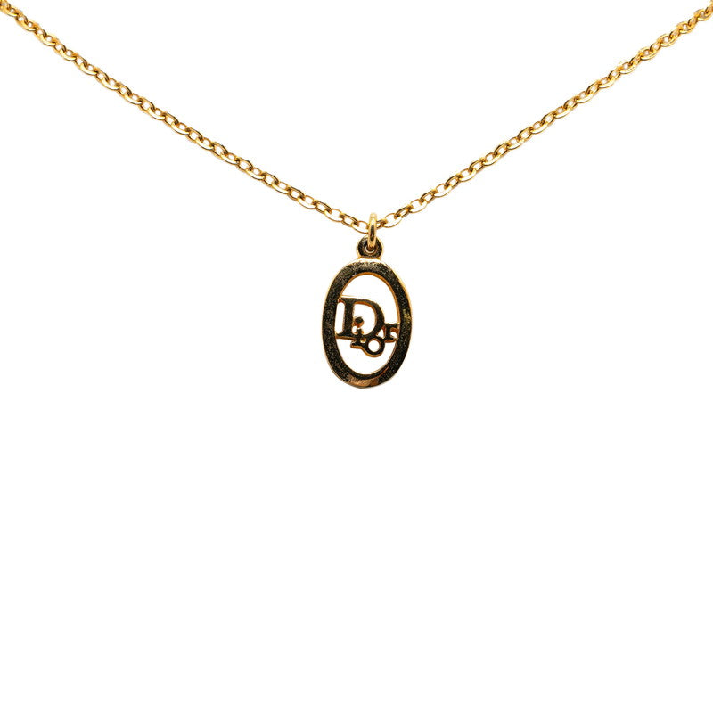 Dior Logo Gold Plated Necklace in Very Good Condition