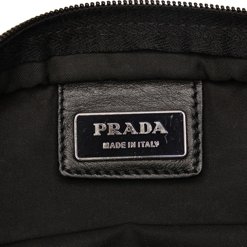 Prada Nylon Triangle Logo Plate Shoulder Bag in Good Condition