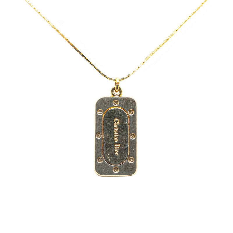 Dior Logo Pendant Necklace Gold Plated