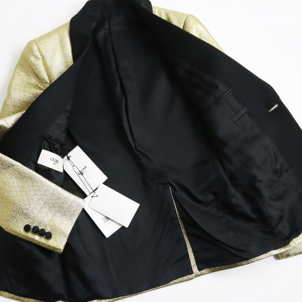 Celine Tailored Jacket Tuxedo Gold Black