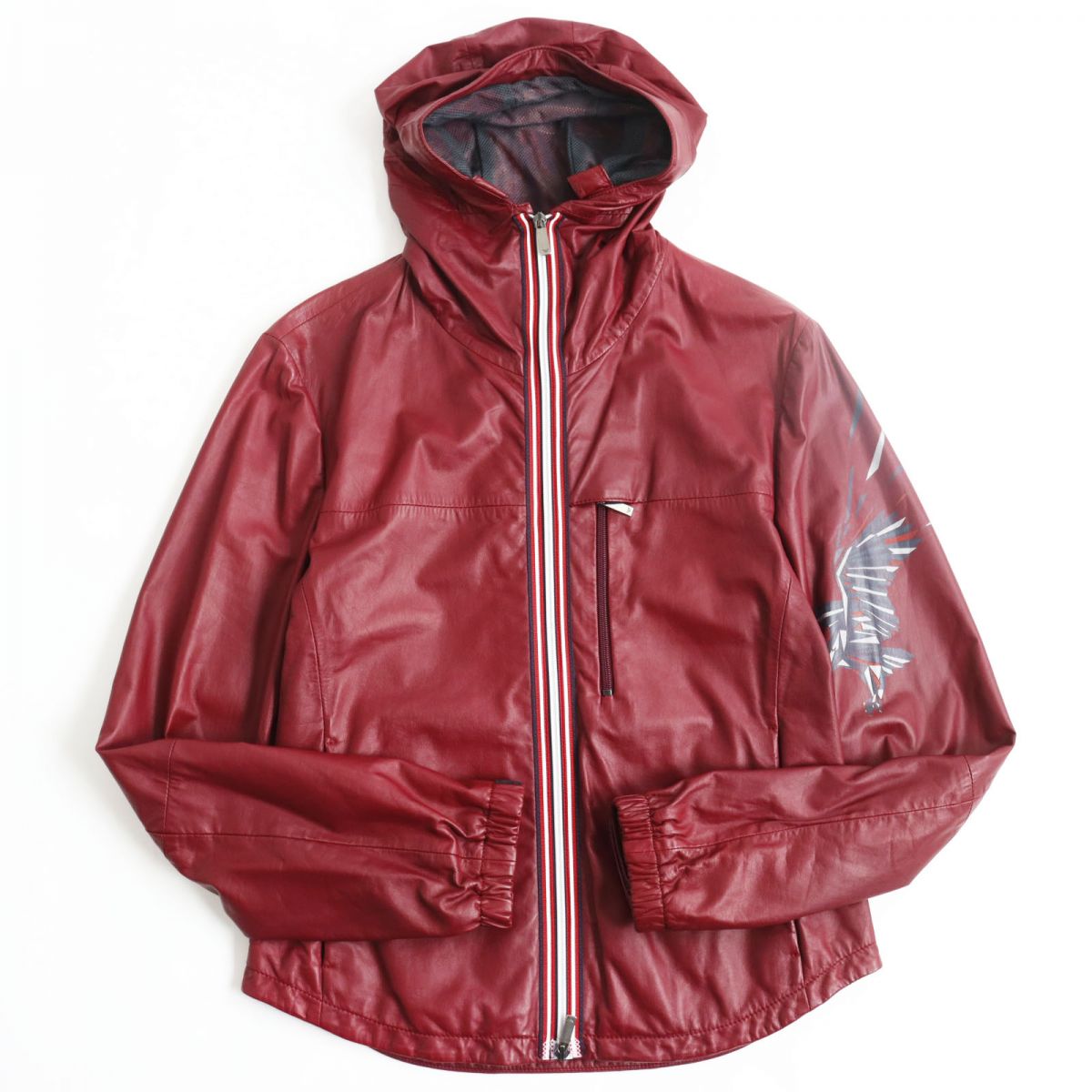 Emporio Armani Lamb Leather Hoodie, Burgundy