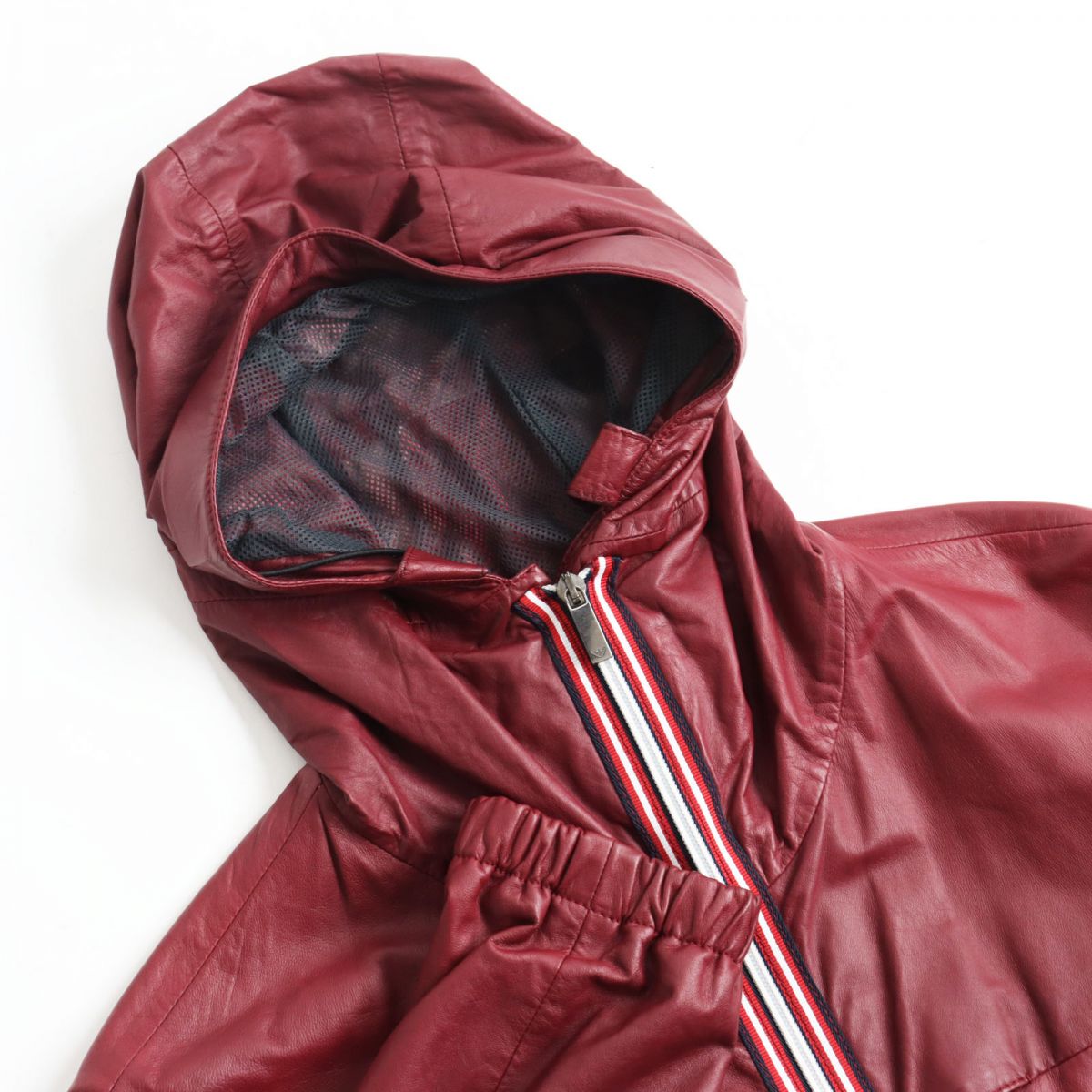 Emporio Armani Lamb Leather Hoodie, Burgundy