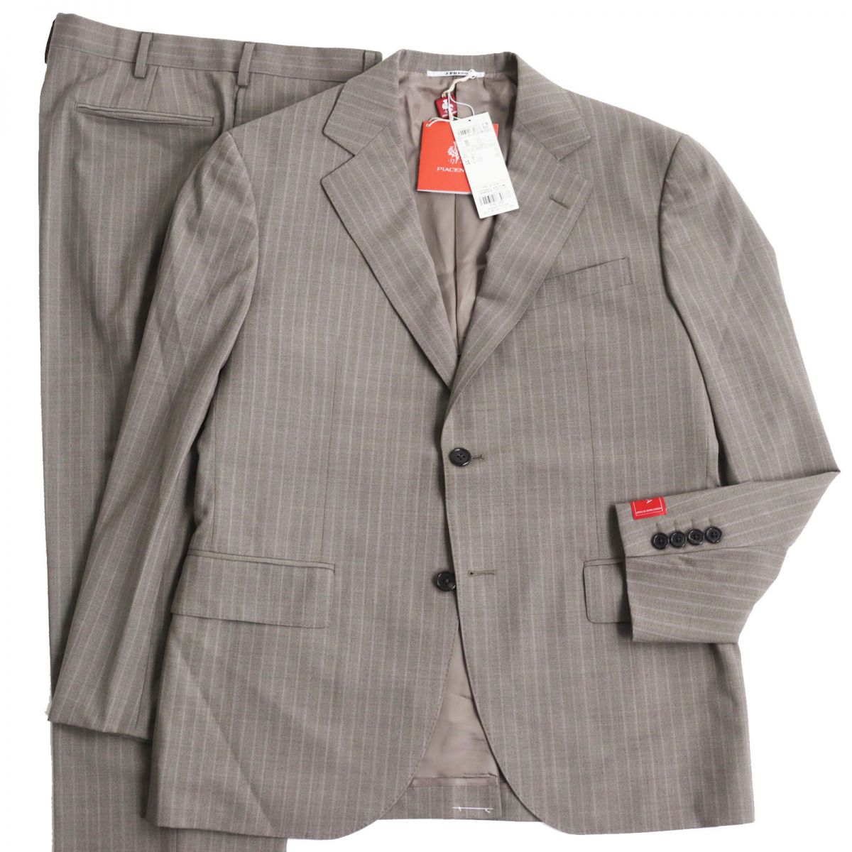 PIACENZA Wool Silk Striped Suit Beige 36L