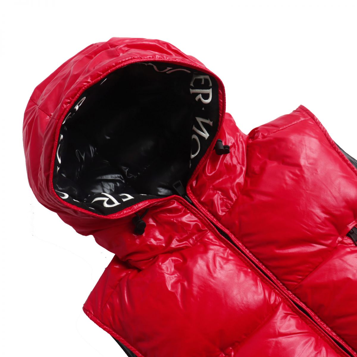 Moncler AGNEAUX Hooded Down Vest Red