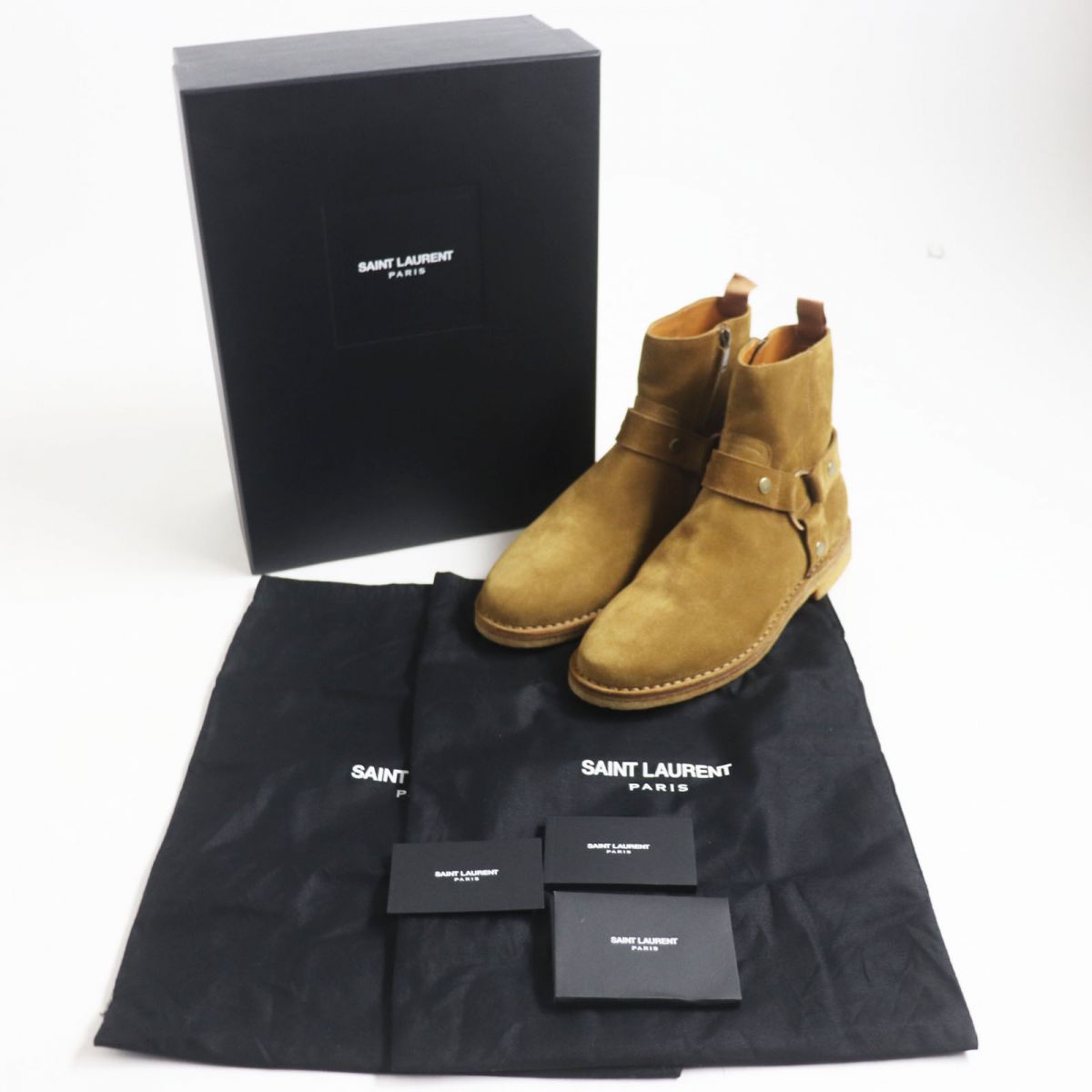 Saint Laurent Suede Leather Harness Boots