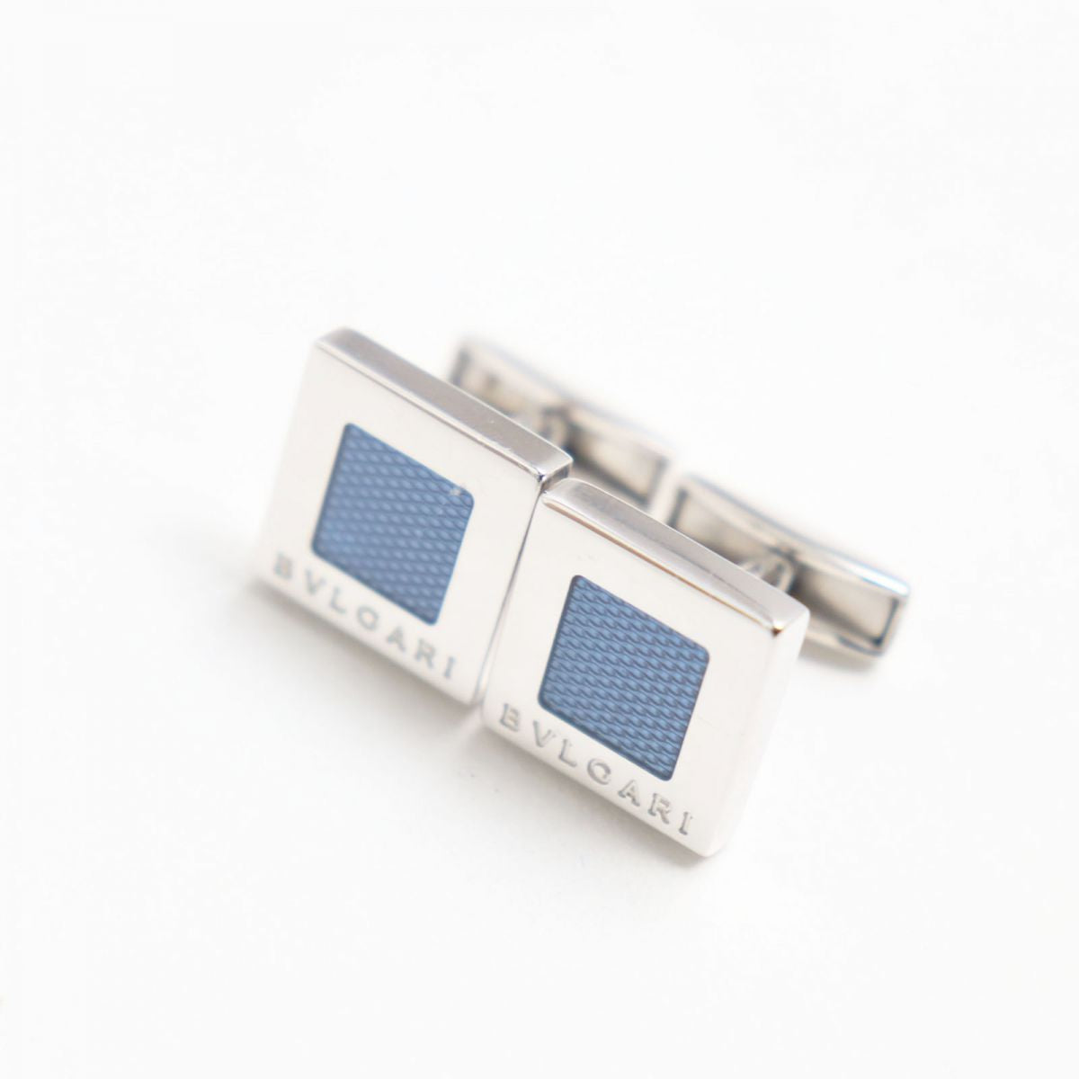 Bvlgari SV925 Square Cufflinks Silver Blue