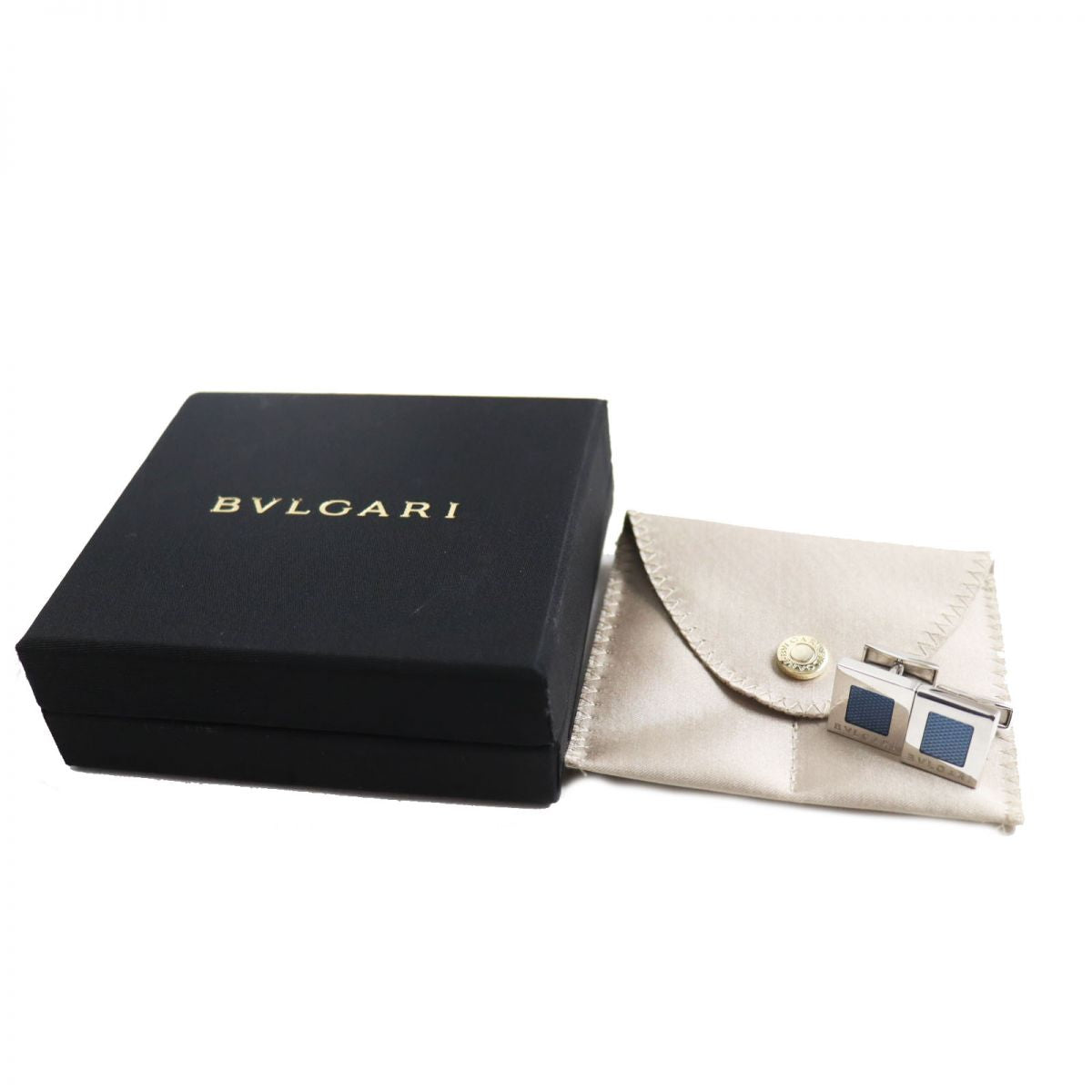 Bvlgari SV925 Square Cufflinks Silver Blue