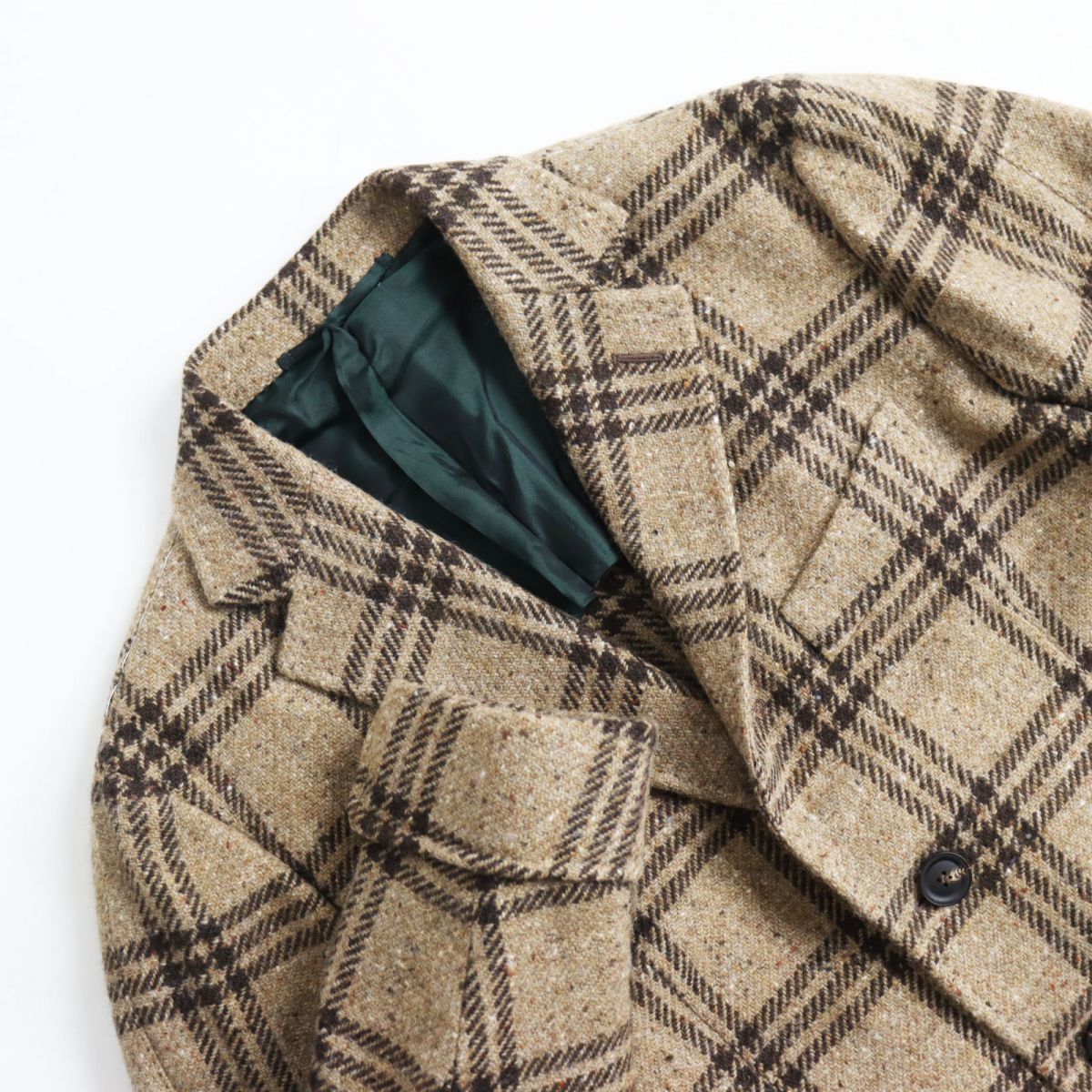 Stile Latino Tweed Check Long Chester Coat Brown