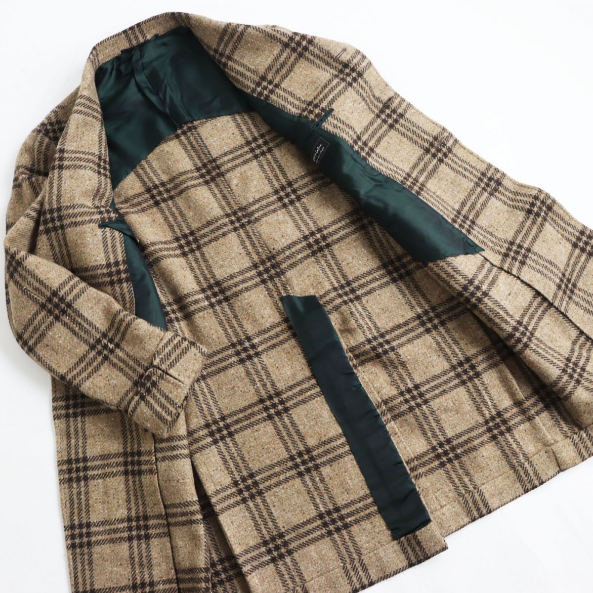 Stile Latino Tweed Check Long Chester Coat Brown