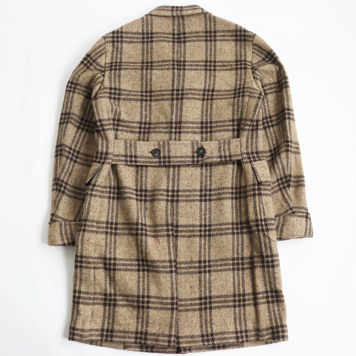 Stile Latino Tweed Check Long Chester Coat Brown