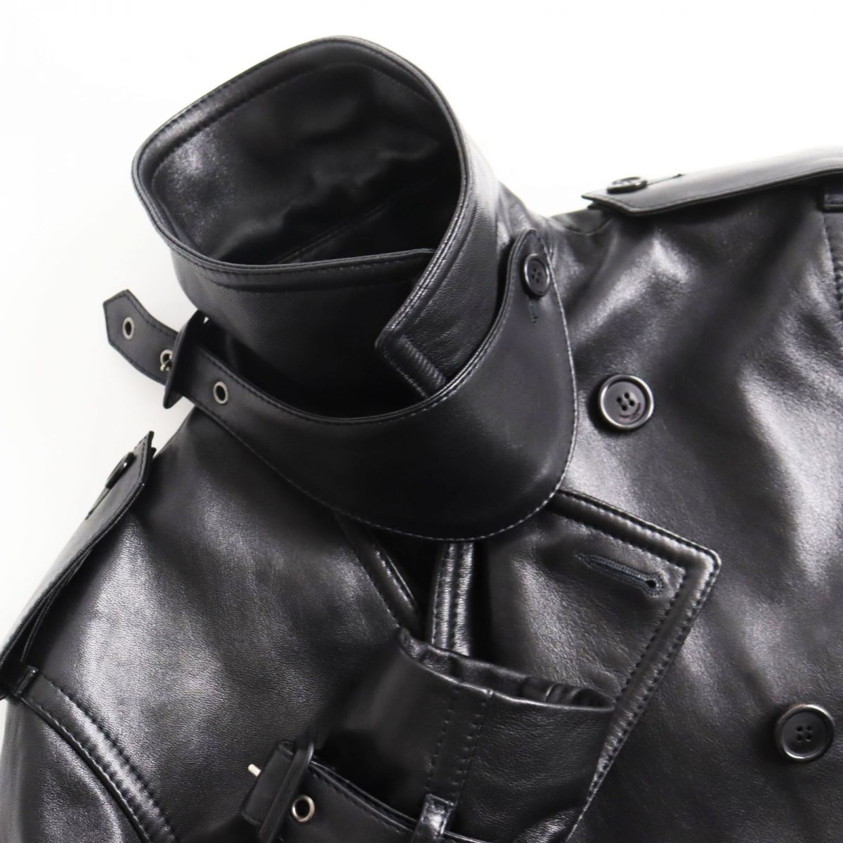 Saint Laurent Lambskin Trench Coat Black 46