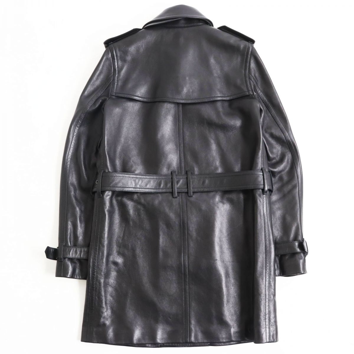 Saint Laurent Lambskin Trench Coat Black 46