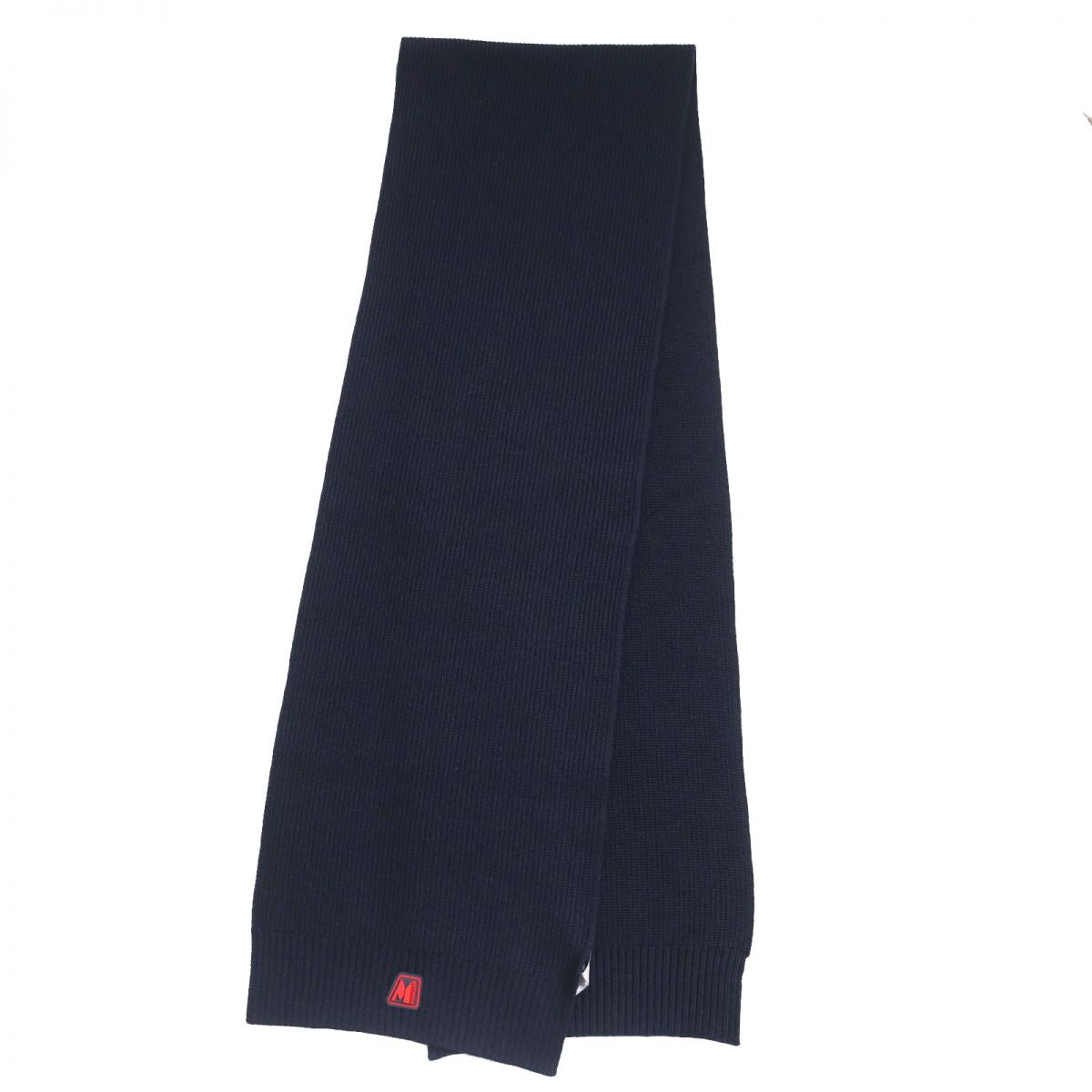 Moncler Wool Scarf with Logo Patch Navy