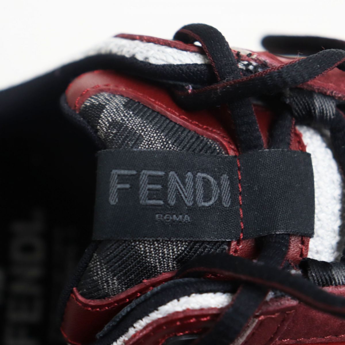 Fendi Leather Mesh Sneakers Bordeaux Gray