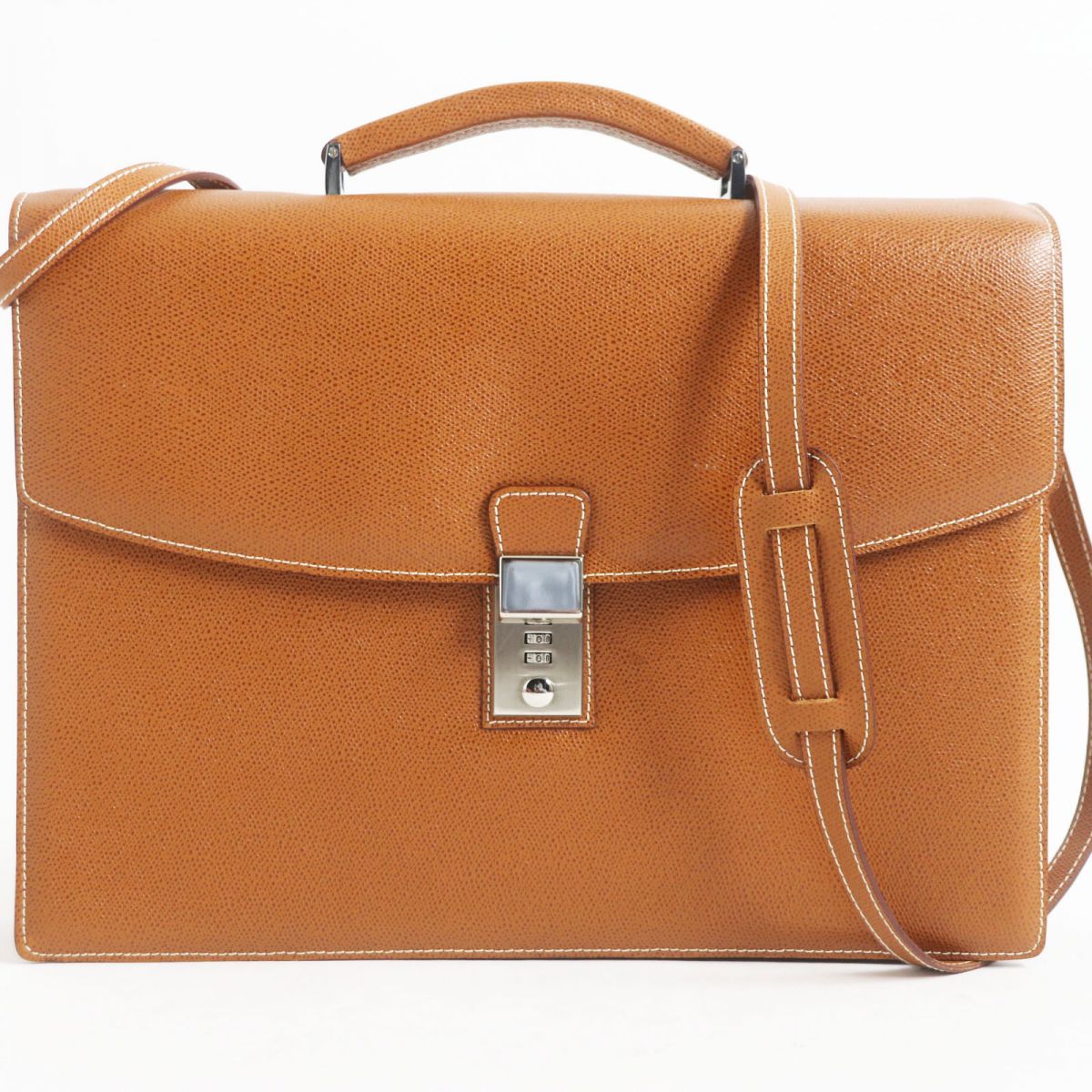 Leather Dial Lock 2-Way Shoulder Briefcase