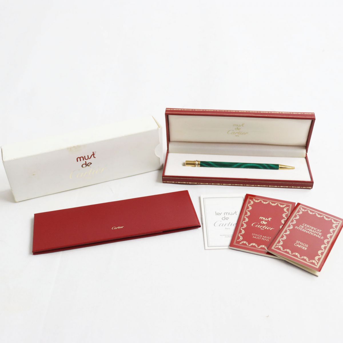 Cartier Trinity Malachite Ballpoint Pen Gold Green