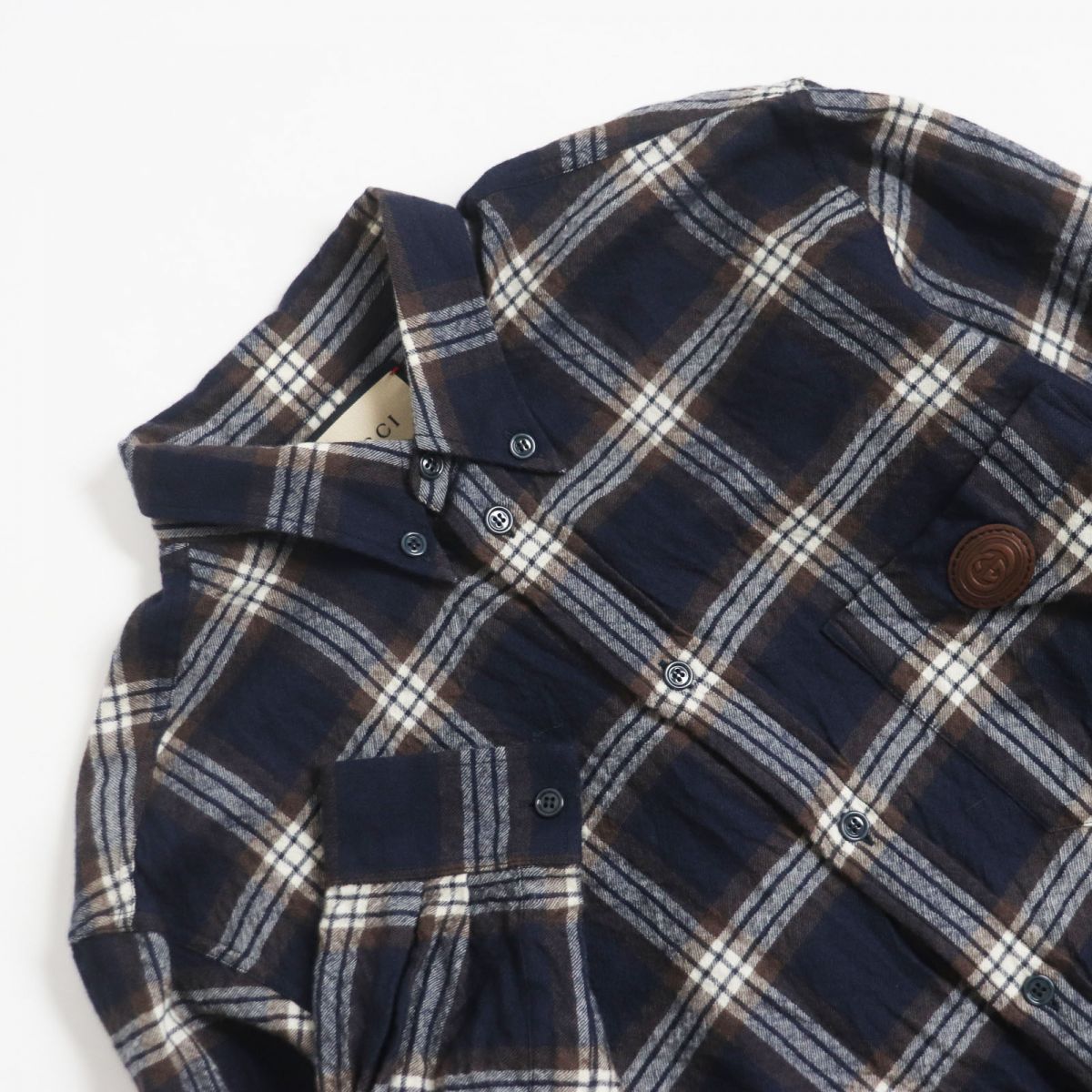 Gucci Wool Interlocking G Patch Check Shirt