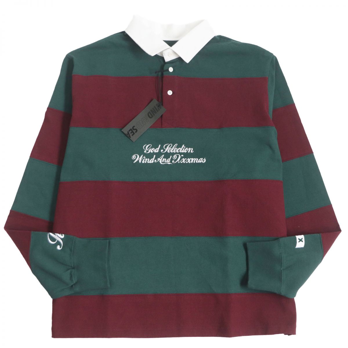 Windansea x God Selection Rugby Shirt Green Bordeaux M