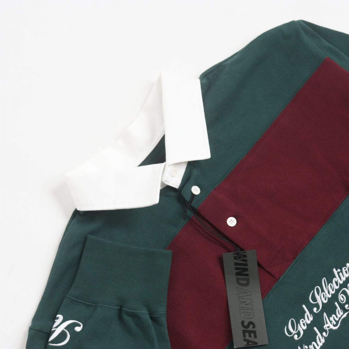 Windansea x God Selection Rugby Shirt Green Bordeaux M