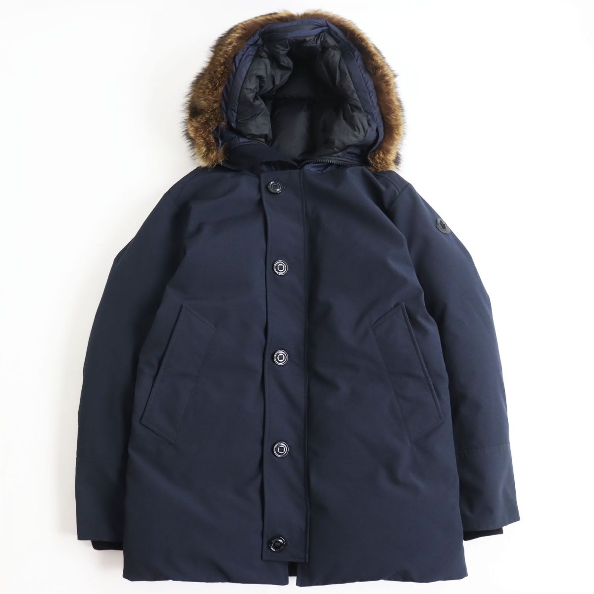 Moncler POLA Fur Hooded Down Jacket Navy