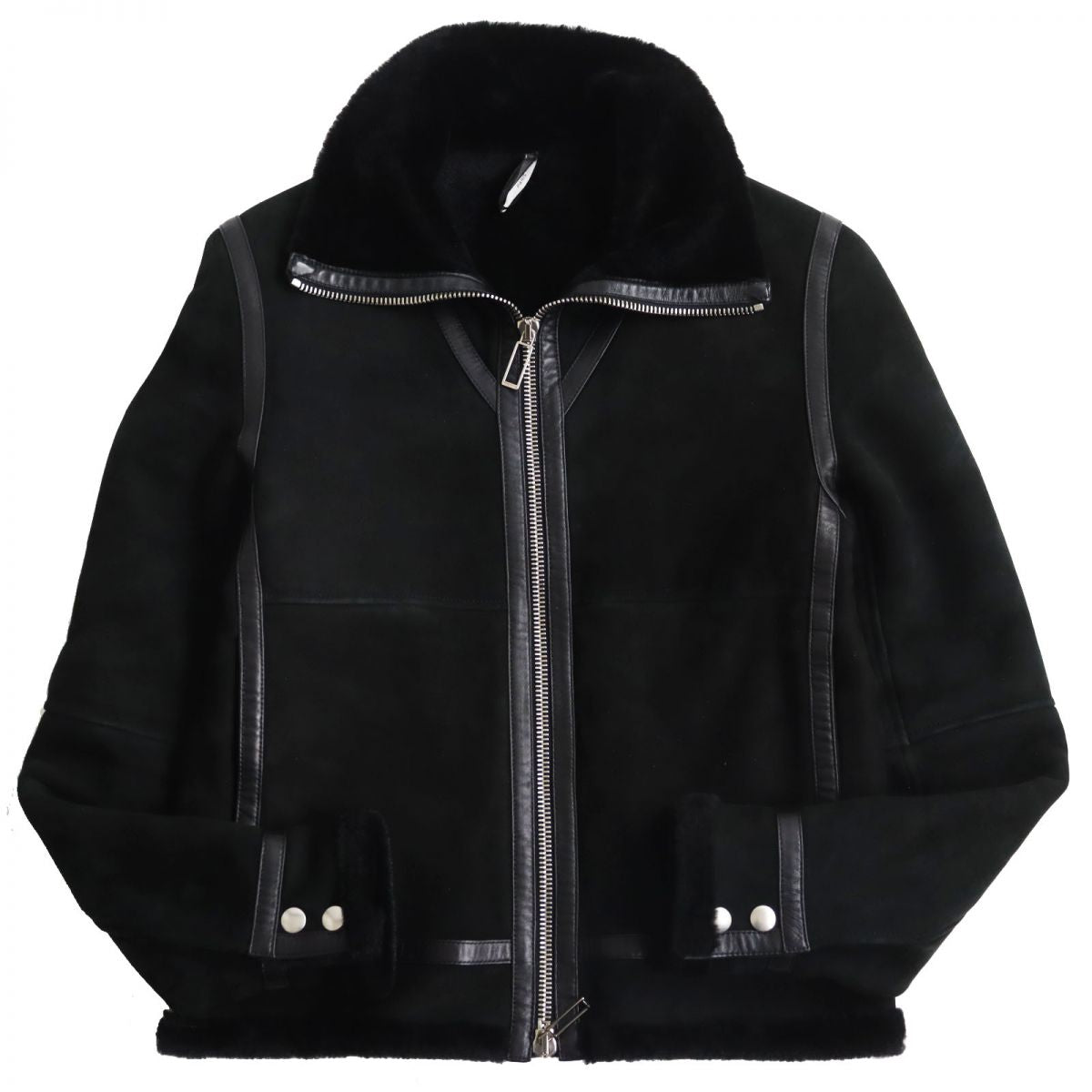 Dior Homme Leather Shearling Jacket Black 44