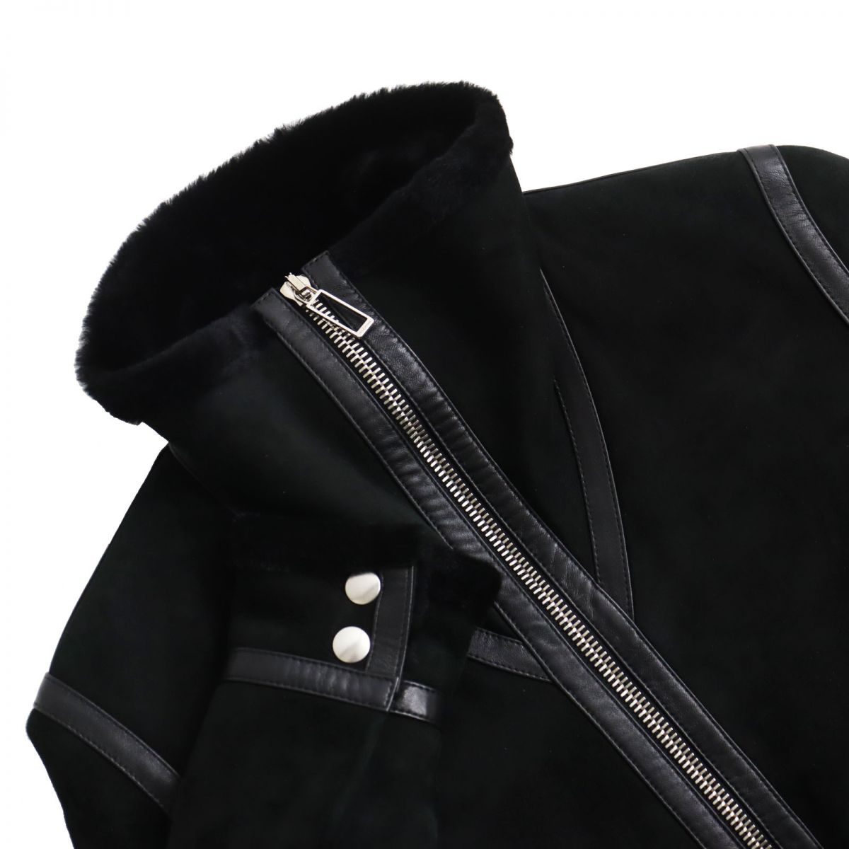 Dior Homme Leather Shearling Jacket Black 44