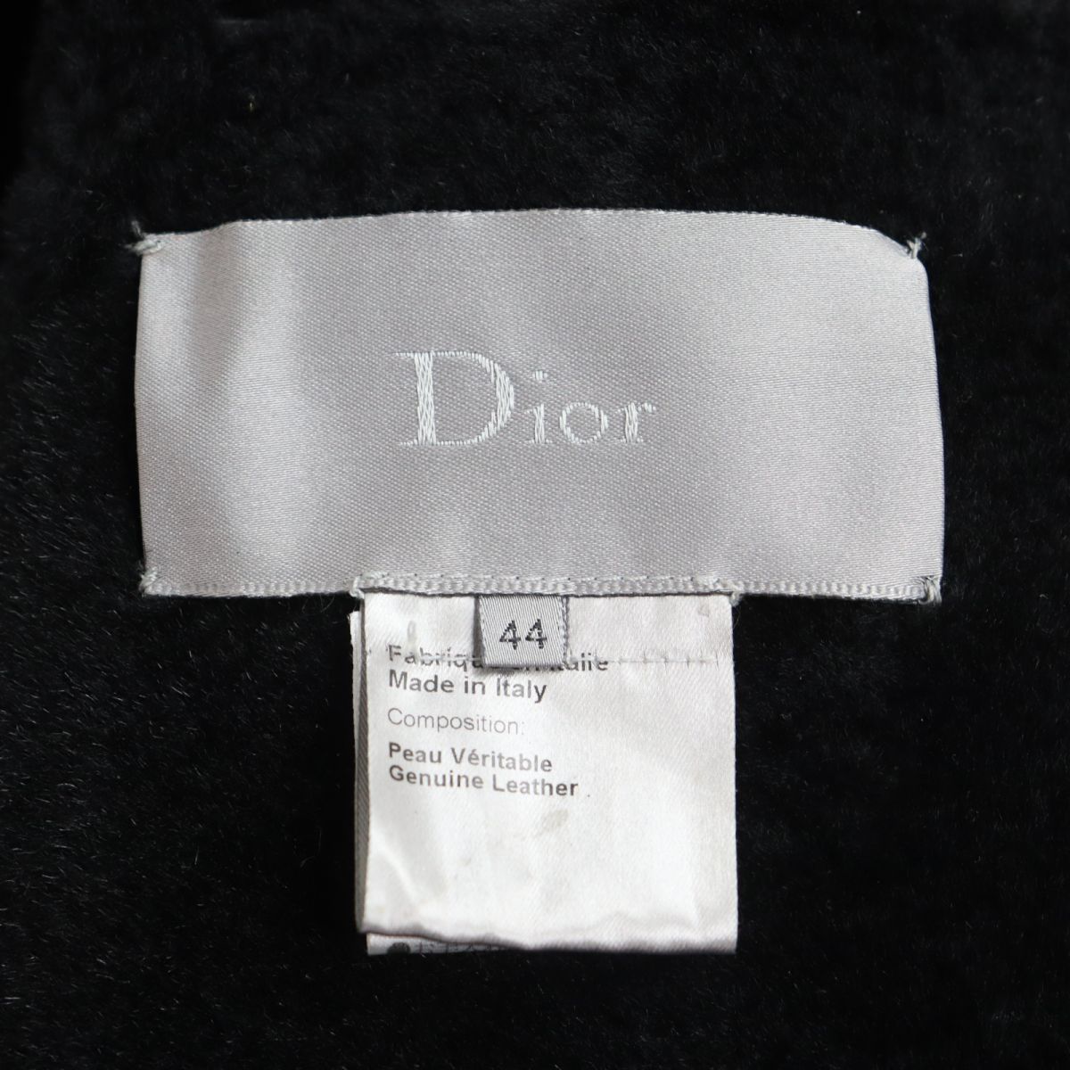 Dior Homme Leather Shearling Jacket Black 44