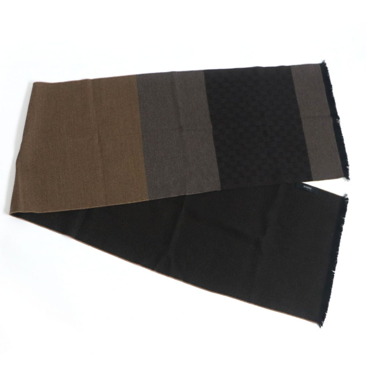 Gucci GG Pattern Wool Scarf, Brown, Men's