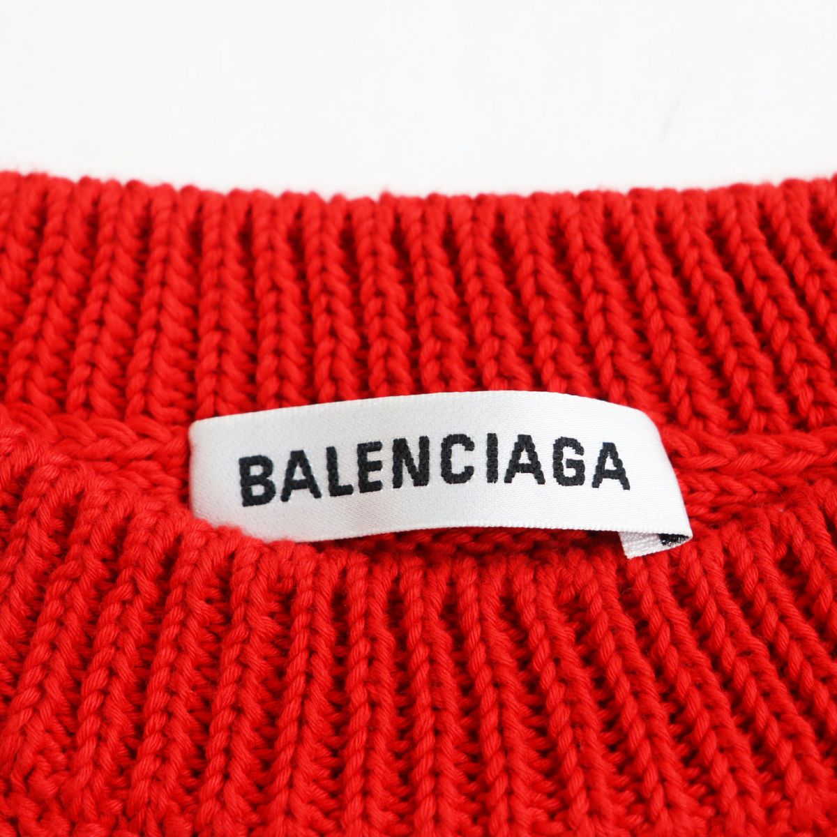 Balenciaga Logo Oversized Pullover Sweater Red XS