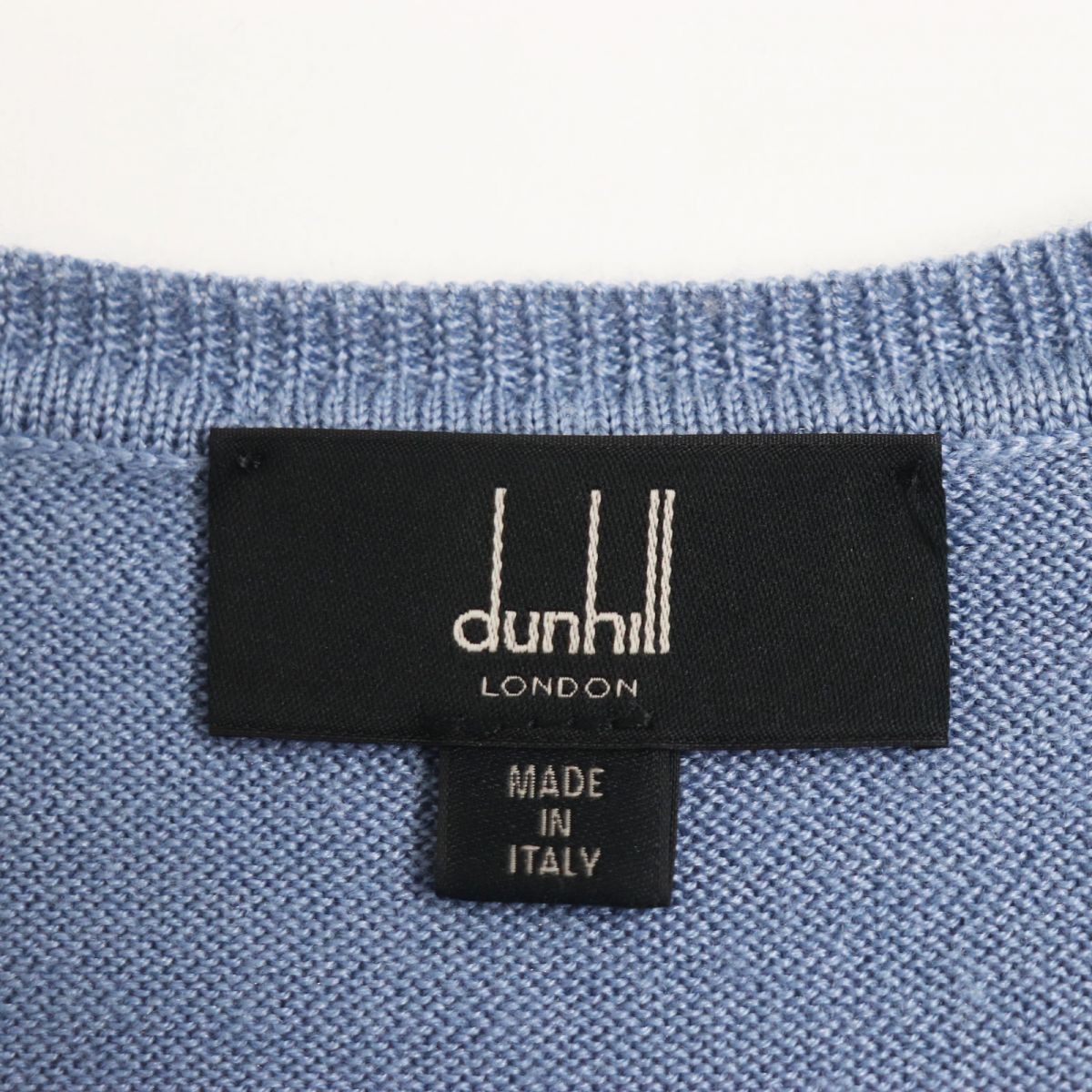 Dunhill Wool Silk Check Pullover Sweater L Blue