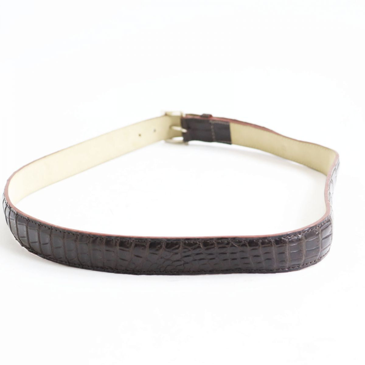 JOHN LOBB Crocodile Leather Pin Buckle Belt